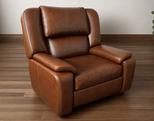 

Aged leather armchair, only made of one material, brown, oak wood floor and a plant next to the armchair.,recliner,chair png,wing chair,armchair,seating furniture,club chair,office chair,sleeper cha