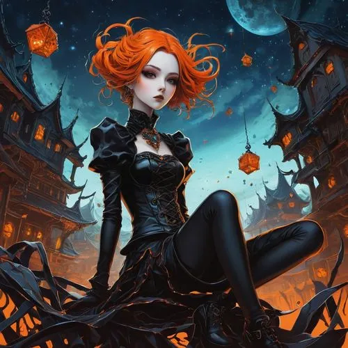 abaddon,samhain,fantasy picture,fantasy art,halloween background,gothic woman,Illustration,Abstract Fantasy,Abstract Fantasy 01