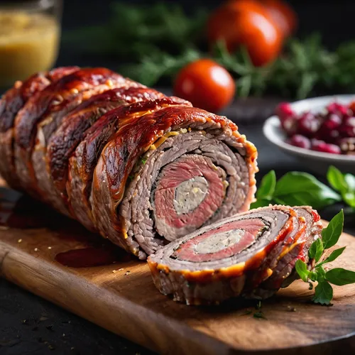 porchetta,beef wellington,galantine,roll roast,beef roulades,borbagatto meat,roulade,andouillette,leberkäse,soppressata,pork tenderloin,salami bread,kükchen,roast pork,meat cake,cordon bleu,food photography,meatloaf,tournedos rossini,christmas food,Photography,General,Natural