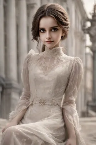 margaery,margairaz,noblewoman,havisham,victorian lady,principessa,behenna,white rose snow queen,quirine,elizabet,victoriana,vestal,peignoir,knightley,cosette,white winter dress,letizia,aslaug,rosaline,a floor-length dress,Photography,Realistic