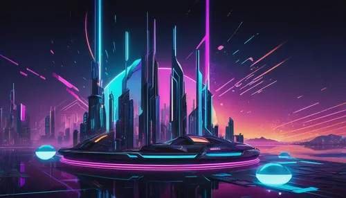 futuristic landscape,futuristic,diamond lagoon,fantasy city,scifi,vast,80's design,lagoon,ice planet,alien world,sky space concept,fantasy landscape,neon arrows,vapor,space port,metropolis,futuristic architecture,cityscape,alien planet,fantasia,Unique,Design,Logo Design