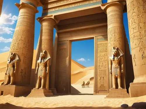 pharaonic,egyptian temple,abydos,pharaohs,kemet,wadjet,ancient egypt,ramesseum,pharoahs,pharaon,egyptienne,thebes,egyptologists,mastabas,ancient civilization,ramses ii,ancient egyptian,egyptology,asherah,khafre,Illustration,Japanese style,Japanese Style 04