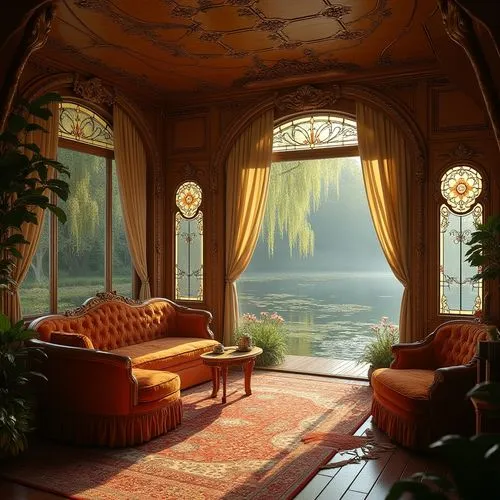 sitting room,ornate room,sunroom,victorian room,livingroom,curtains,conservatory,bay window,curtain,living room,breakfast room,window curtain,great room,veranda,dandelion hall,interiors,interior decor,window seat,a curtain,royal interior,Photography,General,Realistic