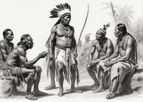 aborigines,natives,the american indian,amerindien,primitive people,american indian,colonization,indigenous culture,aborigine,first nation,indians,indigenous painting,ancient people,male poses for drawing,war bonnet,chief cook,nomadic people,men sitting,aboriginal culture,indigenous,Illustration,Black and White,Black and White 35