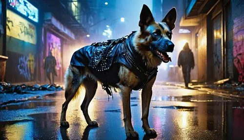 cyberpunk,laika,a police dog,police dog,gsd,doberman,jackal,dobermannt,malinois,russo-european laika,fox in the rain,dobermann,jagdterrier,vigilant dog,eurohound,dog,raincoat,street dog,german shepherd,renegade,Photography,Documentary Photography,Documentary Photography 31