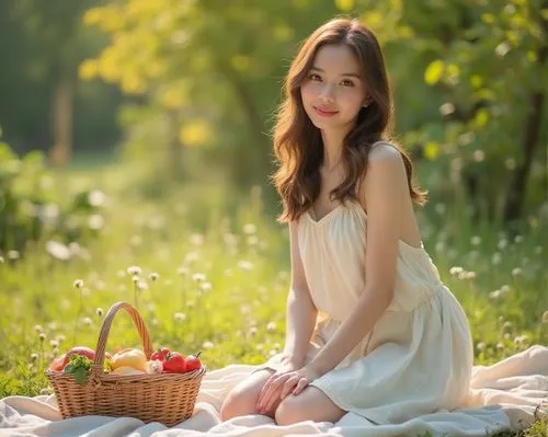 beautiful girl with flowers,vietnamese woman,creatinine,girl in flowers,girl in the garden,picnic basket