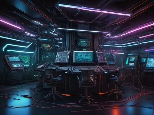 computer room,ufo interior,spaceship interior,cyberia,cyberscene,cyberpunk,cyberview,arktika,research station,the server room,cyberscope,cybertown,polybius,computerized,scifi,cyberworld,laboratory,computerworld,retro diner,synth,Illustration,Paper based,Paper Based 27