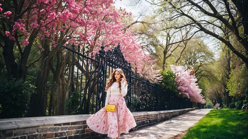 spring background,japanese sakura background,springtime background,sakura background,girl in flowers,walking in a spring