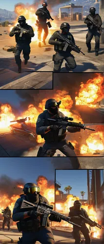 fighting poses,image montage,explosions,assault,skirmish,fighter destruction,war machine,shootfighting,medium tactical vehicle replacement,robot combat,mercenary,shooter game,dps,detonation,screenshot,scorch,vehicle handling,action film,kosmus,vehicle wreck,Illustration,Vector,Vector 05