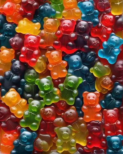 Compose a heartwarming poem about the friendship and unity among a group of colorful gummy bears.,gummybears,gummies,gumdrops,gummy bears,candy pattern,gummi candy,jelly beans,gelatin,plastic beads,gu