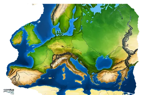 relief map,robinson projection,continental shelf,coastal and oceanic landforms,the eurasian continent,ecoregion,aeolian landform,mediterrenian,germanic tribes,drainage basin,geographic map,altiplanica,northern europe,the continent,geography cone,hispania rome,terrestrial globe,fluvial landforms of streams,westphalia,the mediterranean sea,Illustration,Paper based,Paper Based 08