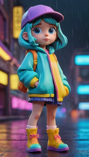 raincoat,rain suit,raindops,rainy,in the rain,walking in the rain,3d render,rain pants,rainy day,monsoon banner,cute cartoon character,3d figure,drizzle,fashionable girl,agnes,rain,3d model,rockabella,b3d,cyan,Unique,3D,Clay