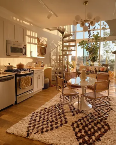 kitchen interior,vintage kitchen,mid century modern,kitchen design,kitchen & dining room table,modern kitchen interior,mid century house,kitchen remodel,kitchen-living room,home interior,buffalo plaid