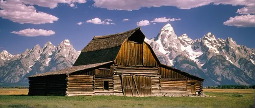 Picture of Moulton Barn in Western Wyoming Grand Teton Photography Art Print,log cabin,teton,grand teton,log home,mountain hut,grand tetons,alpine hut,old barn,timber house,the cabin in the mountains,