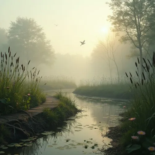 morning mist,foggy landscape,mists,marshlands,wetland,towpath,wetlands,deviantart,polders,marsh,morning fog,raven river,spring morning,nature landscape,the mystical path,backwater,daybreak,early morning,polder,marshes,Photography,General,Realistic