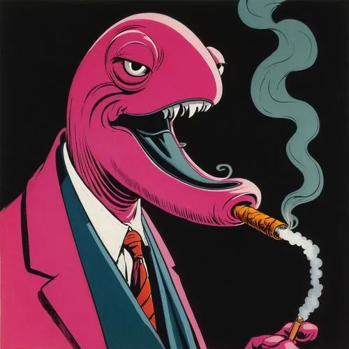 smoking man,the pink panther,pink panther,gonzo,ogdru,pipe smoking,Illustration,Black and White,Black and White 10