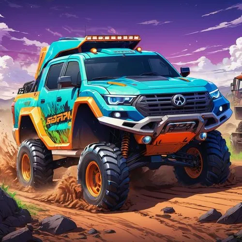 subaru rex,hilux,fj,yota,dakar rally,amarok,Illustration,Japanese style,Japanese Style 03