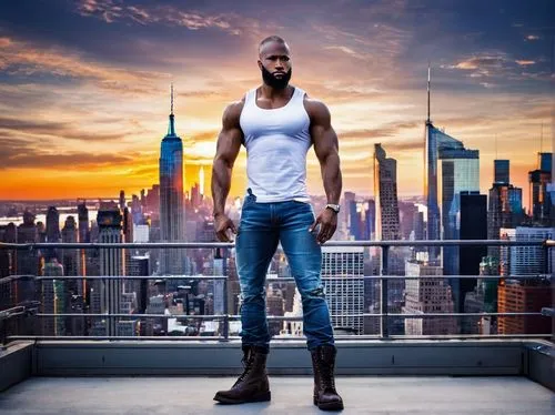 blue-collar worker,tall man,common,carpenter jeans,standing man,black businessman,blue-collar,male model,bluejeans,bronx,digital compositing,african american male,top of the rock,jeans background,photoshop manipulation,steel-toed boots,image manipulation,arms,album cover,white-collar worker,Conceptual Art,Sci-Fi,Sci-Fi 04