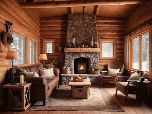 log cabin,log home,the cabin in the mountains,coziness,warm and cozy,coziest,cabin,fire place,rustic aesthetic,rustic,alpine style,scandinavian style,chalet,cozier,fireplace,sitting room,family room,lodge,livingroom,wooden beams,Illustration,Vector,Vector 10