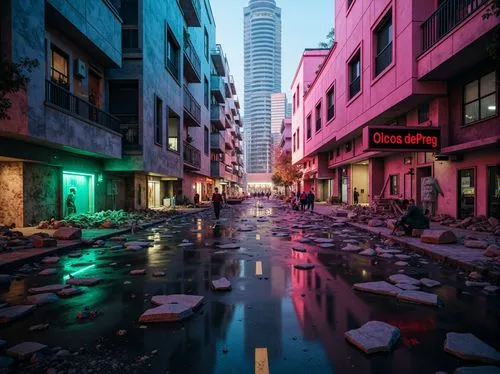 mongkok,shanghai,destroyed city,guangzhou,scrapers,paulista,kowloon,kowloon city,shinjuku,makati,wangfujing,cyberpunk,shangai,apocalyptic,deluge,bangkok,street canyon,slum,wanchai,dystopian