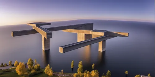 moveable bridge,artificial island,artificial islands,wooden pier,3d rendering,wooden bridge,island suspended,bridge - building structure,cube stilt houses,beam bridge,3d render,observation tower,virtual landscape,costa concordia,wooden construction,floating islands,stilt houses,stilt house,elphi,render,Photography,General,Realistic