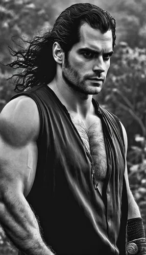 barbarian,half orc,greek god,spanish stallion,lord shiva,hercules,tarzan,highlander,male character,male elf,lampides,daemon,carpathian,orc,strongman,wolverine,thracian,muscular,edge muscle,sadhu,Illustration,Black and White,Black and White 16