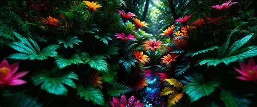 пусто,multi - colored flowers surrounding a green leaf - like pattern,bromeliads,bromeliaceae,bromeliad,tropical bloom,abstract flowers,cordyline