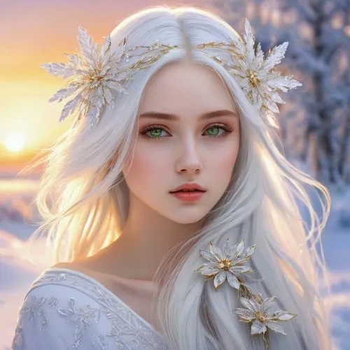 white rose snow queen,the snow queen,fantasy portrait,fantasy art,suit of the snow maiden,fantasy picture,faery,white beauty,winter rose,mystical portrait of a girl,elven,ice queen,eternal snow,elven flower,faerie,fairy queen,romantic portrait,elsa,winter magic,fairy tale character,Conceptual Art,Oil color,Oil Color 03