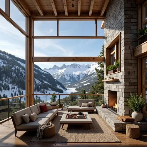 alpine style,house in the mountains,the cabin in the mountains,chalet,house in mountains,sunroom,beautiful home,winter window,mountainview,modern living room,home landscape,winter house,verbier,luxury home interior,fire place,wooden windows,mountain view,snow house,snowed in,ski resort