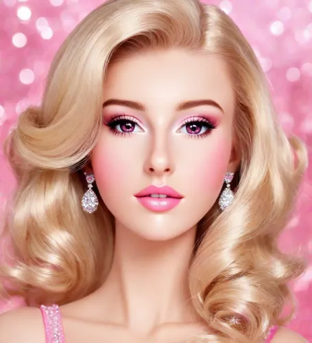 barbie doll,realdoll,doll's facial features,pink beauty,barbie,women's cosmetics,vintage makeup,beauty face skin,cosmetic products,glamour girl,airbrushed,dahlia pink,clove pink,pink magnolia,pink lady,pink background,like doll,natural cosmetic,female doll,romantic look