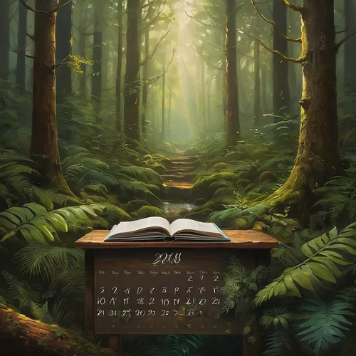 calendar,wall calendar,calender,mexican calendar,background scrapbook,forest background,monthly,journal,september,tear-off calendar,spring forward,magic book,scrapbook background,turn the page,writing-book,planner,june,sci fiction illustration,forest landscape,logging,Conceptual Art,Oil color,Oil Color 12