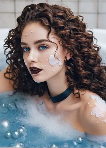 bathtub,tub,water nymph,bath with milk,curly brunette,water pearls,Photography,Documentary Photography,Documentary Photography 30