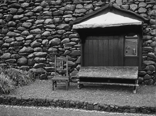 japanese shrine,outdoor bench,stone bench,old chair,garden bench,japanese-style room,rocking chair,armchair,hunting seat,garden shed,rest room,bench,chair in field,sleeper chair,bench chair,outhouse,deckchair,chair,shinto shrine,wooden hut,Illustration,Paper based,Paper Based 16