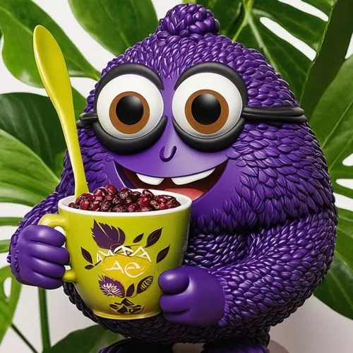 
Conheça Açaí, o mascote carismático da sua açaiteria e cafeteria favorita! Açaí é um simpático fruto de açaí roxo, com olhos grandes e expressivos e um sorriso amigável. Vestindo uma blusa branca com