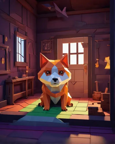 child fox,adorable fox,cute fox,little fox,3d render,a fox,low-poly,collected game assets,pet shop,low poly,fox,3d rendered,game art,foxes,3d model,corgi,fox stacked animals,kennel,game illustration,pet,Unique,3D,Low Poly