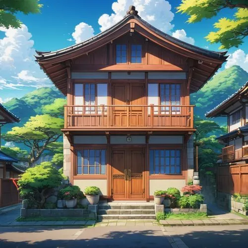 wooden house,ryokans,ryokan,kumashiro,teahouse,hachiman,kazoku,yamashiro,wooden houses,teahouses,magome,shingen,apartment house,traditional house,wooden roof,rakugo,honmaru,dreamhouse,hanussen,kyokai,Illustration,Japanese style,Japanese Style 03