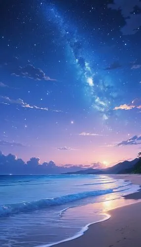 ocean background,dream beach,sea night,windows wallpaper,beach scenery,night sky,Photography,General,Realistic