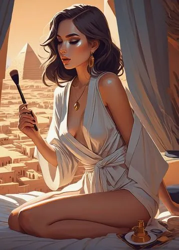 inanna,wadjet,ancient egyptian girl,lumidee,perfumer,cleopatra,Illustration,Vector,Vector 06