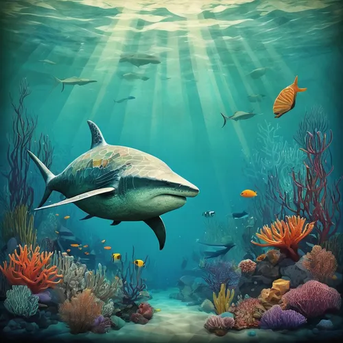 underwater background,underwater landscape,dolphin background,aquarium decor,ocean background,sea life underwater,sea animals,sea-life,underwater world,sea animal,underwater fish,atlantic bluefin tuna,aquatic animals,thunnus,marine life,ocean underwater,ray-finned fish,aquatic life,cetacea,dolphin fish,Illustration,Realistic Fantasy,Realistic Fantasy 35