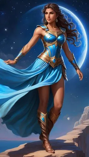 inanna,asherah,blue enchantress,warrior woman,wadjet,fantasy woman,Illustration,Realistic Fantasy,Realistic Fantasy 01