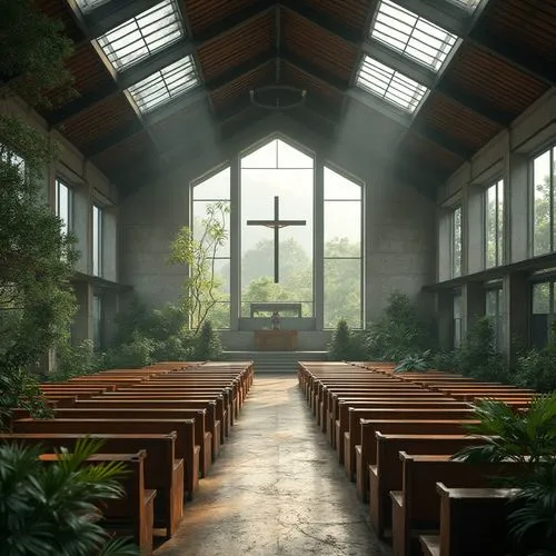 forest chapel,sanctuary,chapel,santuario,christ chapel,gpib,interior view,holy forest,pilgrimage chapel,holy place,narthex,interior,the interior,sanctums,clerestory,holy cross,island church,risen church,presbytery,atriums,Photography,General,Realistic