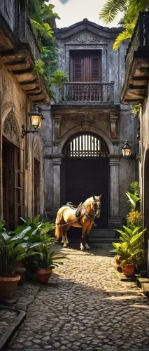 Spanish-colonial architecture, Philippines, Intramuros, Manila, ancestral house, wooden doors, iron grill windows, clay roof tiles, stone walls, ornate carvings, grand staircase, chandeliers, wooden f