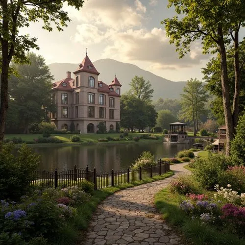 fairy tale castle,fairytale castle,house in the mountains,briarcliff,house with lake,frederic church,country estate,house in mountains,transylvania,romania,kykuit,sound of music,neverland,home landscape,domaine,dreamhouse,chateau,country house,beautiful home,sylvania