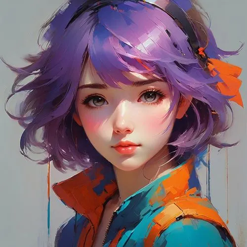 Generate an anime face with blushing cheeks and a shy, downward gaze.,satori,komuna,miriya,kanata,nanami,violet,artist color,tsukiyama,naiko,digital painting,overpainting,nadeshiko,tohira,girl portrai