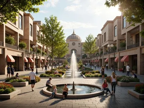 broadmead,eastgate,northpark,westfields,aylesbury,stonebriar,citycenter,townsquare,pedestrianized,guildford,shoppingtown,queensgate,poundbury,bicester,city fountain,visalia,3d rendering,woodfield,colchester,bluewater