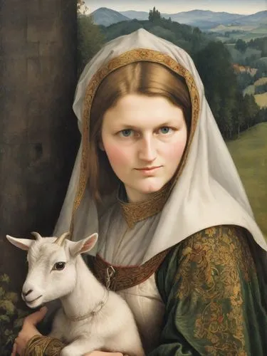 the good shepherd,good shepherd,bouguereau,perugini,shepherdess,the prophet mary,Digital Art,Impressionism