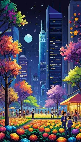 colorful city,night scene,tokyo city,fantasy city,beautiful wallpaper,chuseok