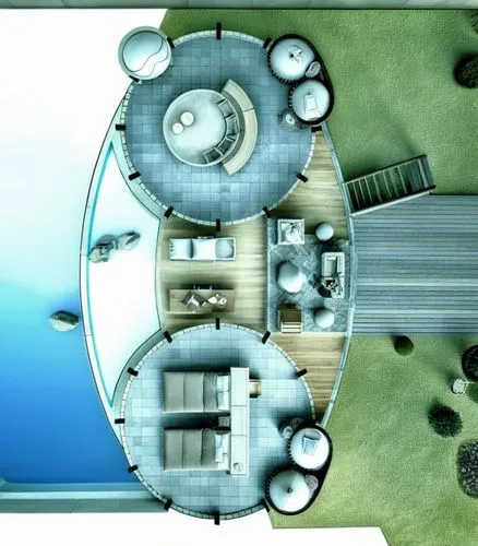 Landscape, natural elements, wooden and stone materials, water element, beautifully  carved furniture, biopolic desig ,landing ship  tank,artificial island,deep-submergence rescue vehicle,moon base al