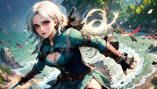 riven,ciri,gwent,tiber riven,janna,cirta,ashe,witcher,trine,dark elf,sandahl,female warrior,namora,game illustration,karavas,vaivara,witchblade,elona,elven,viera,Anime,Anime,General