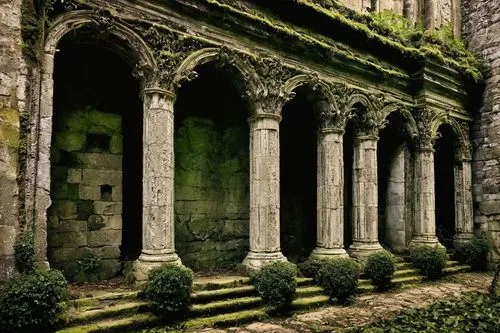 cloister,bussaco,michel brittany monastery,clonfert,cloisters,colonnades,abbaye de sénanque,margam,porticos,ruins,abbaye de belloc,kykuit,the ruins of the palace,muckross,sepulchres,pillars,colonnade,rievaulx,laodice,abbaye,Photography,Black and white photography,Black and White Photography 15